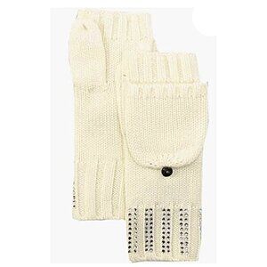Badgley Mischka Knit Flip Top Mittens Ivory